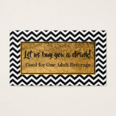 Trinkkarten mit Imitats Gold Foil & BW Zickzack (Vorderseite)