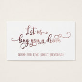 Trinkkarten | Rose Gold Script auf Editable White (Vorderseite)