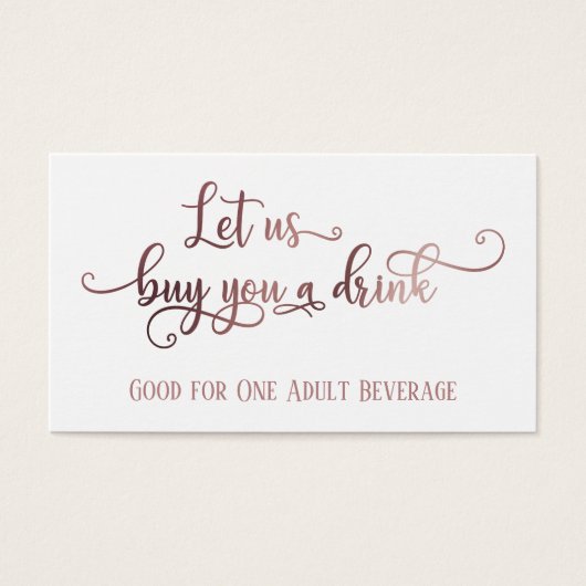 Trinkkarten | Rose Gold Script auf Editable White (Vorderseite)