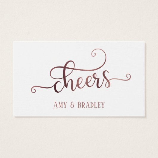 Trinkkarten | Rose Gold Script auf Editable White (Rückseite)