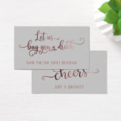 Trinkkarten | Rose Gold Script & Editable Grau (Schreibtisch)