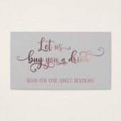 Trinkkarten | Rose Gold Script & Editable Grau (Vorderseite)