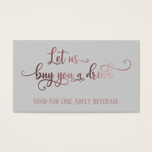 Trinkkarten | Rose Gold Script & Editable Grau (Vorderseite)