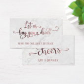 Trinkkarten| Rose Gold Script mit weißem Marmor (Schreibtisch)