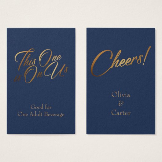 Trinkkarten, schlankes, elegantes Gold-Script auf (Vorne & Hinten)