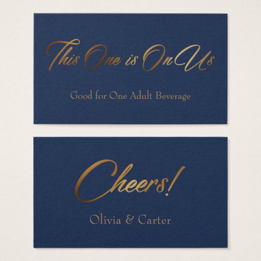 Trinkkarten, schlankes, elegantes Gold-Script auf  (Vorne & Hinten)