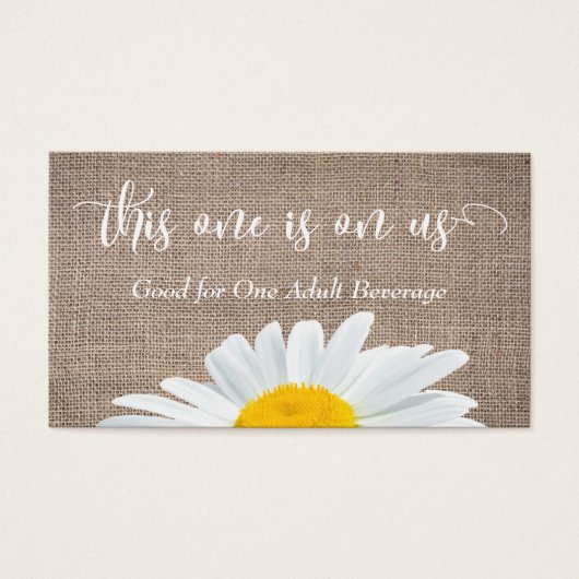 Trinkkarten | Script, Rustic Burlap & Daisies (Vorderseite)