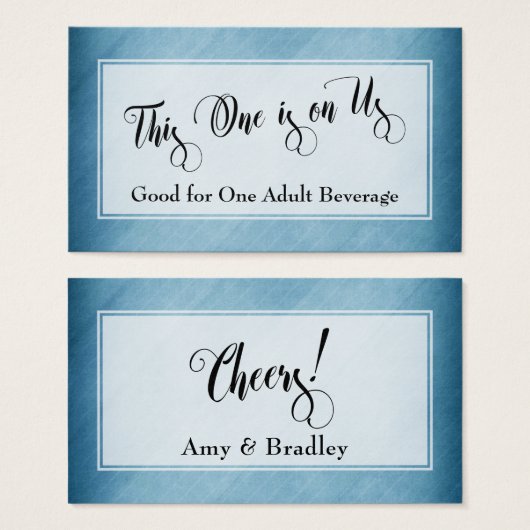 Trinkkarten | Script & Rustic Diagonal Blue (Vorne & Hinten)