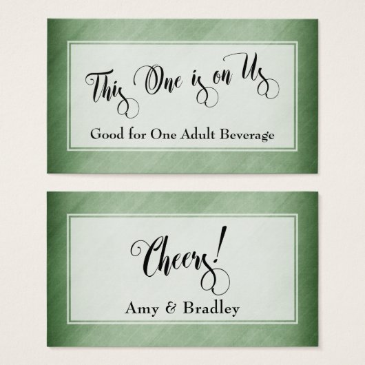 Trinkkarten | Script & Rustic Diagonal Green (Vorne & Hinten)