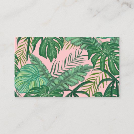 Trinkkarten Wasserfarbene tropische Palmen Blätter Visitenkarte (Rückseite)