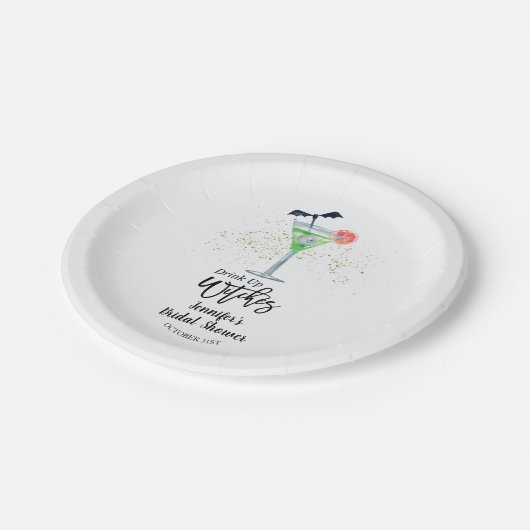 Trinkknöchel Halloween-Brautparty Pappteller (Schrägansicht)