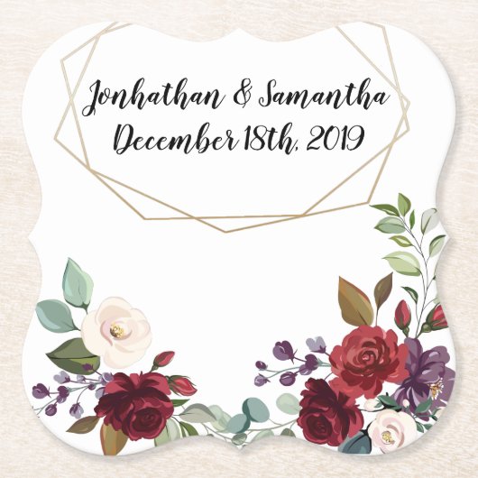 Trinkküsten Geometrische weiße Rosen Gold Geometri Untersetzer (Vorderseite)