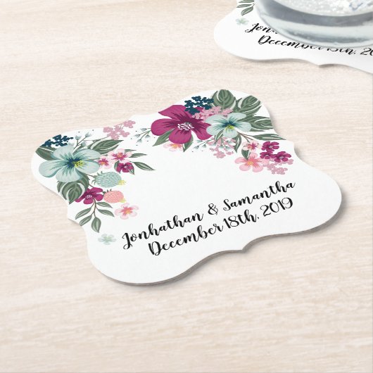 Trinkküsten Tropische Blume auf Weiß Untersetzer (angewinkelt)