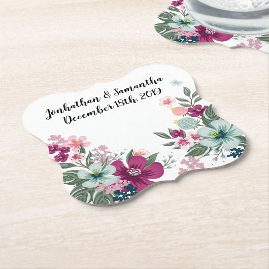 Trinkküsten Tropische Blume auf Weiß Untersetzer (angewinkelt)