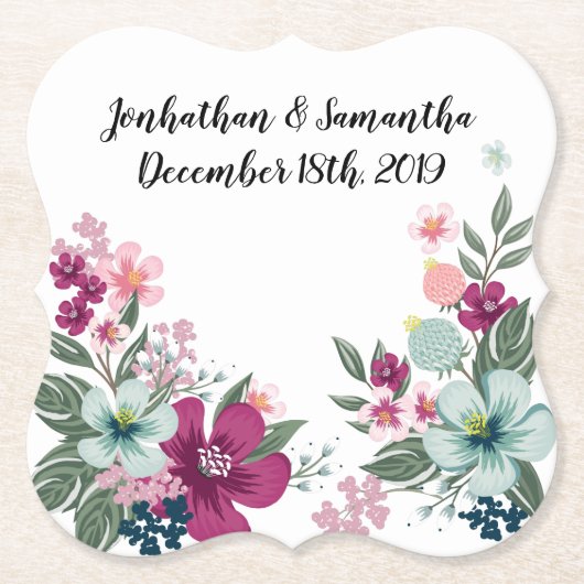 Trinkküsten Tropische Blume auf Weiß Untersetzer (Vorderseite)