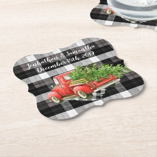 Trinkküsten XMAS LKW Buffalo Karierte Weihnachten Untersetzer (angewinkelt)