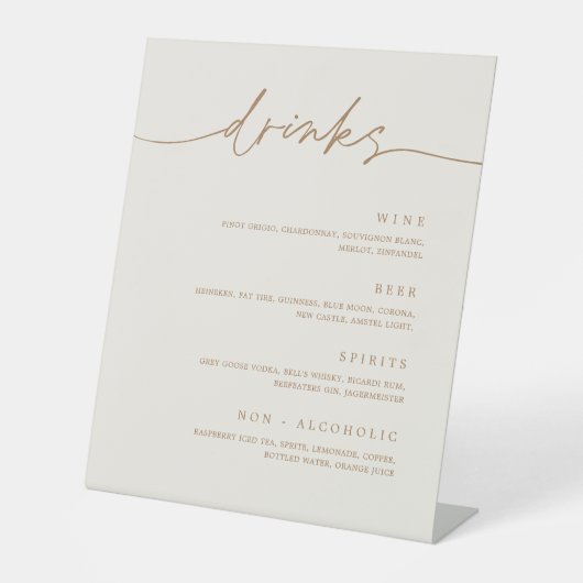 Trinkmenü Hochzeitsempfang Pedestal Bar Sign Sockelschild (Vorderseite)