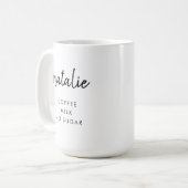 Trinkpräferenz | Moderner Name Minimalistisch Stil Kaffeetasse (Vorderseite Links)