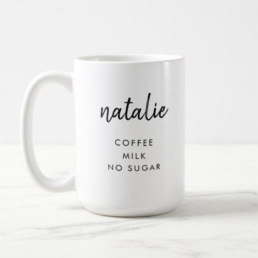 Trinkpräferenz | Moderner Name Minimalistisch Stil Kaffeetasse (Links)