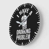 Trinkproblem - lustiges Boba, Blasen-Tee Große Wanduhr (Winkel)