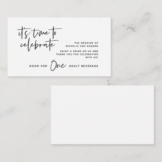 Trinkschein, Erwachsenengetränk, glücklicherweise Begleitkarte (Vorne/Hinten)