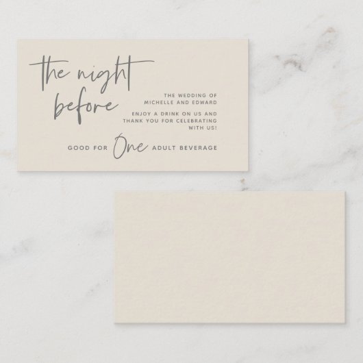 Trinkschein, Erwachsenengetränk, Hochzeitsfeier, B Begleitkarte (Vorne/Hinten)