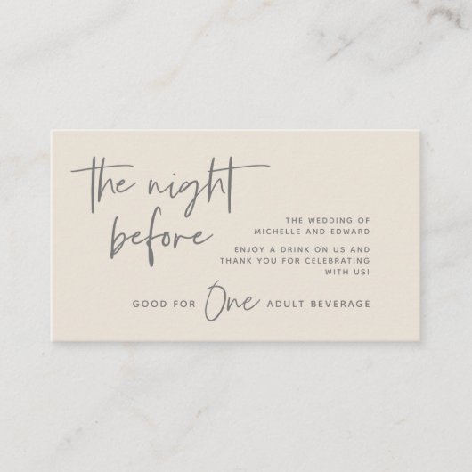 Trinkschein, Erwachsenengetränk, Hochzeitsfeier, B Begleitkarte (Vorderseite)