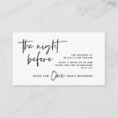 Trinkschein, Erwachsenengetränk, Schwarz und Weiß Begleitkarte (Vorderseite)