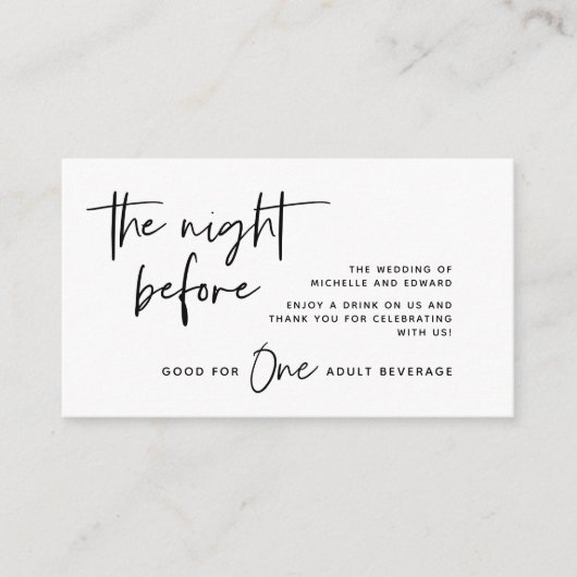 Trinkschein, Erwachsenengetränk, Schwarz und Weiß Begleitkarte (Vorderseite)