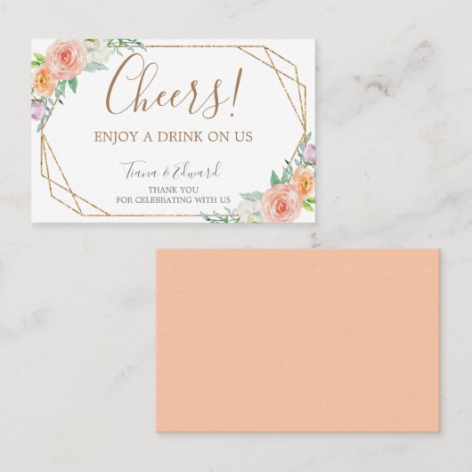 Trinkschein für geometrische Blume Visitenkarte (Vorne/Hinten)