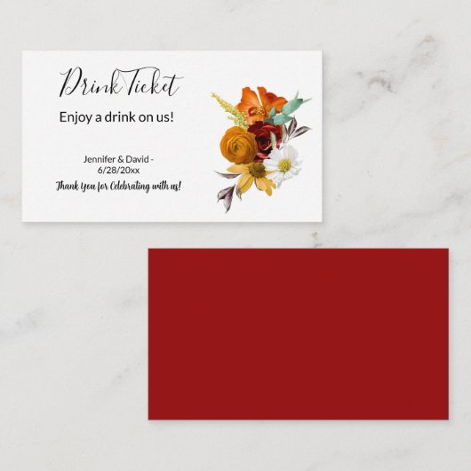 Trinkschein für Hochzeiten Begleitkarte (Vorne/Hinten)