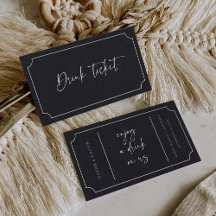Trinkscheinkarte Hochzeitsempfang Bar Token Card B