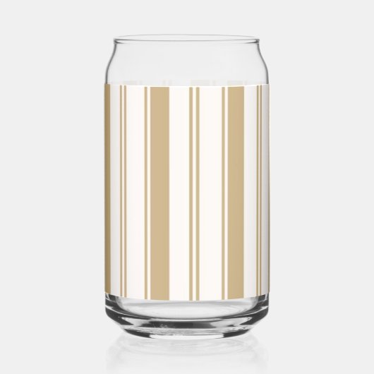 Trinkset Beige & Weiß gestreift Glas Dose (Vorderseite)