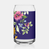Trinkset Blumen Blau Dose Glas (Vorderseite)