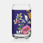 Trinkset Blumen Blau Dose Glas (Rückseite)