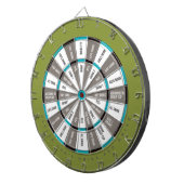 Trinkspiel in Grün, Grau und Aquamarin Blau Dartscheibe (Vorderseite rechts)