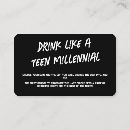 Trinkspiele für Party Visitenkarte (Rückseite)