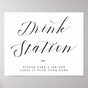 Trinkstation Chic Kalligrafie Schrift Hochzeitssch Poster