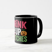 Trinkt auf, Hexen Buntes Halloween Tasse (VorderseiteRechts)