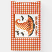 Trinkt auf, Hexen, Gingham-Halloween-Hexenhut Banner (Vertikal)