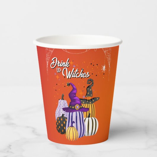 Trinkt aus, Hexen, Halloween große Papiertasse Pappbecher (Vorderseite)