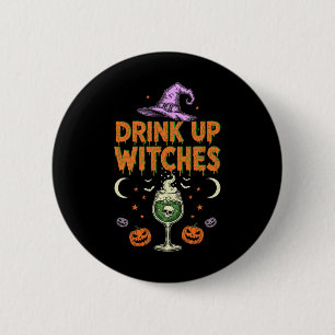 Trinkt Hexen Lila Hat lustiges Halloween Männer Wo Button