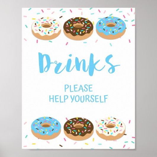 Trinktisch Schild Blue Donut Sprinkle Duschzeichen (Vorne)