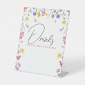 Trinktisch - Wildblume Babydusche oder Veranstaltu Sockelschild (Vorderseite)