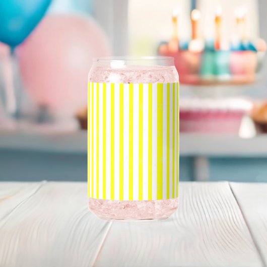 Trinkwaren-Set Gelb & Weiß gestreift Dosenglas (Insitu (Baby Party))