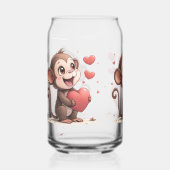 Trinkwaren-Set Monkey Love rote Herzen Dosenglas (Vorderseite)
