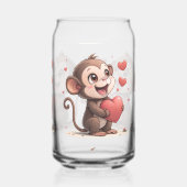 Trinkwaren-Set Monkey Love rote Herzen Dosenglas (Links)