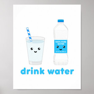 Trinkwasser - Kawaii-Design Poster