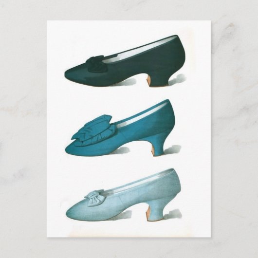 Trio blauer Schuhe Postkarte (Vorderseite)