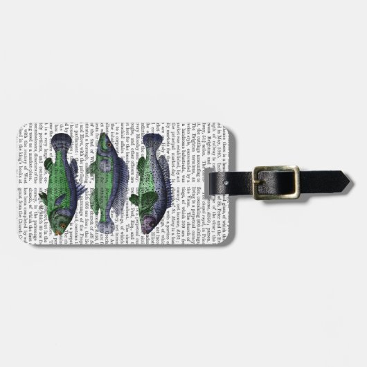 Trio Blauer und Grüner Fisch Gepäckanhänger (Vorderseite horizontal)